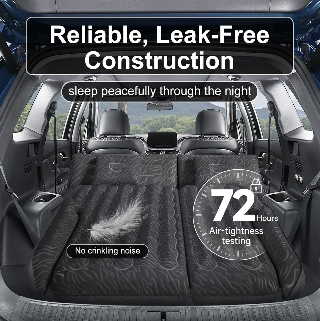 Umbrauto 63” Extended SUV Mattress Quick Inflate | Includes Pump & 2 Pillows | Grey