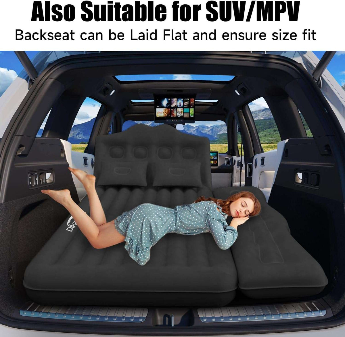 Thicken Backseat SUV/Car/Truck Air Mattress Air Bed Inflatable SUV Truck Mattress | 35.4” Width/Black
