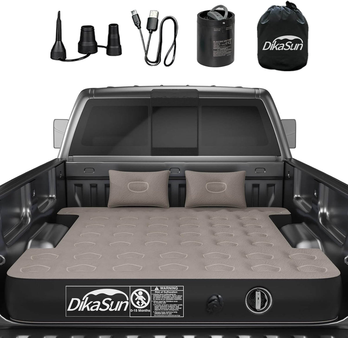 DikaSun 5.5-5.8ft Full Size Auto Inflate Truck Bed Air Mattress