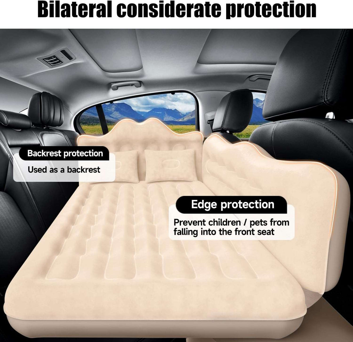 Thicken Backseat SUV/Car/Truck Air Mattress Air Bed Inflatable SUV Truck Mattress | 30.31” Width/Beige