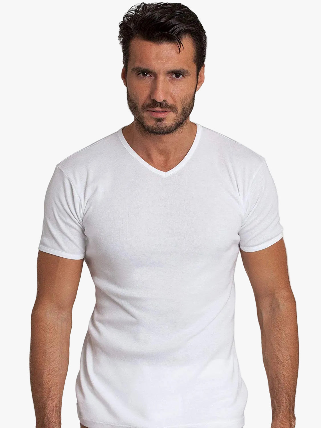 BASIC COTTON Free Spirit Premium Quality Brushed Cotton Men's V-Neck T-Shirt | Made in Italy