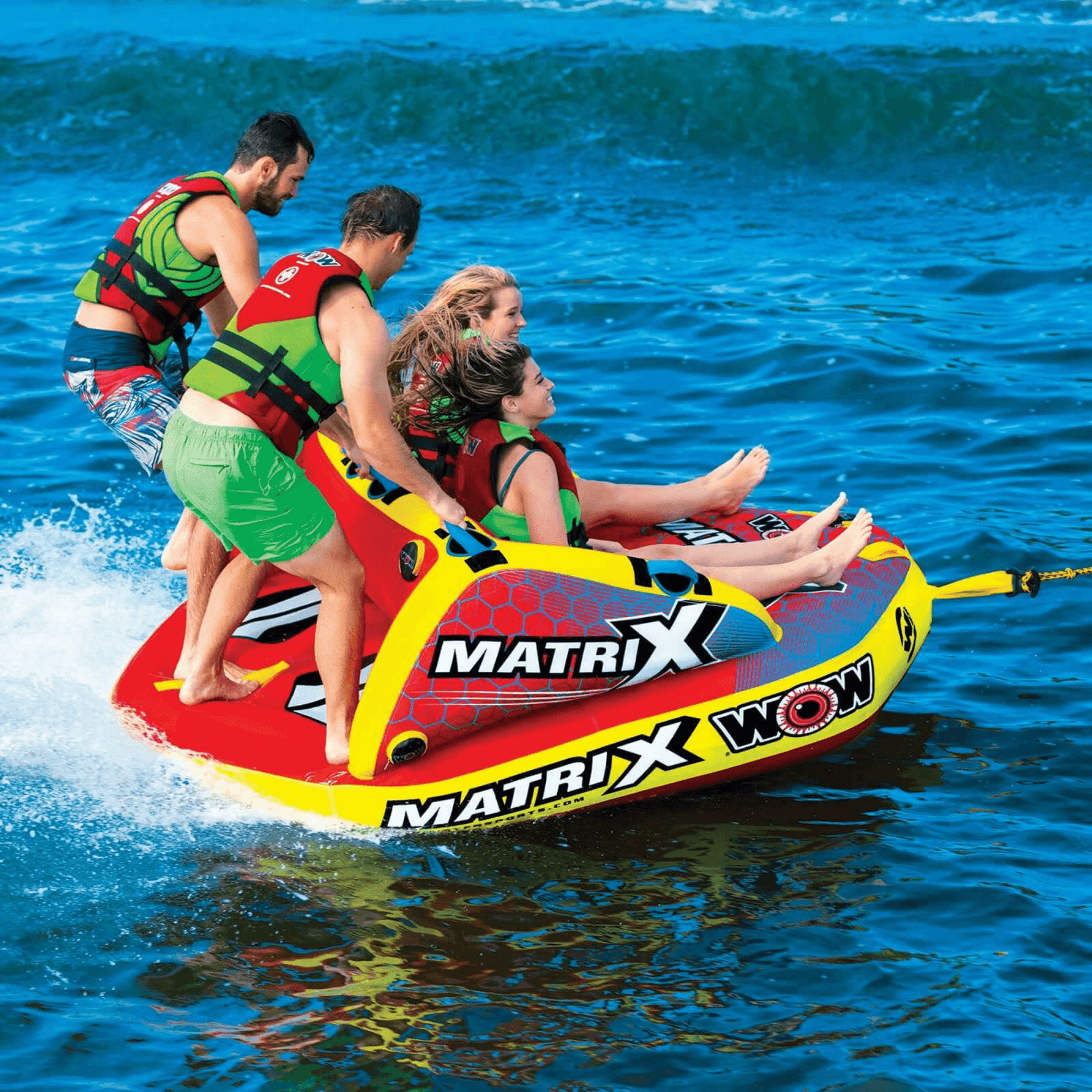 WOW Watersports Matrix Towable Boat Tube with Secure Seating for 1-4 Persons