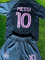 Lionel Messi Black Miami 2025 Kids Soccer Jersey Set | Football