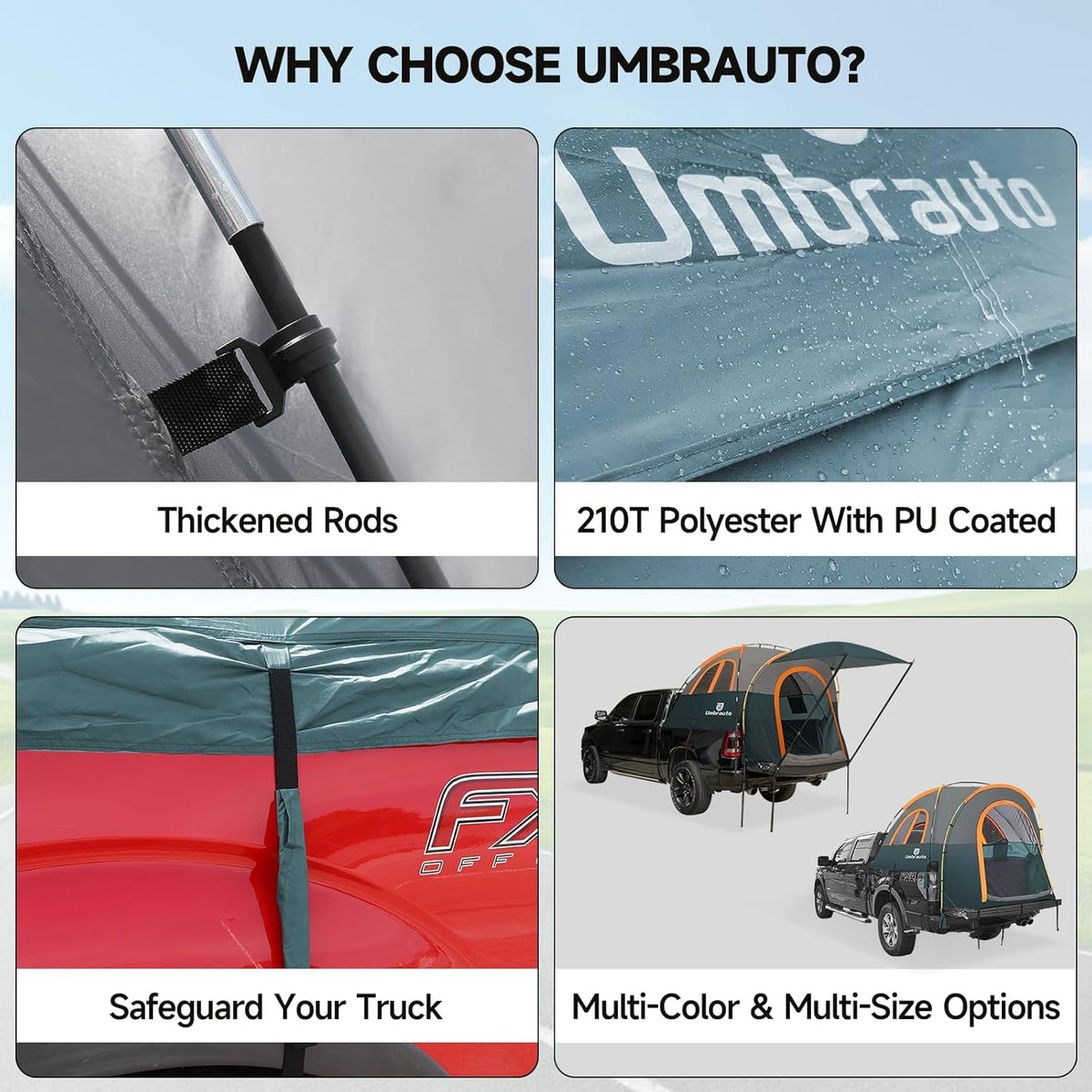 Umbrauto Truck Bed Tent with Awning | Fits 5.5-5.8' Truck Beds | PU3000mm Waterproof Pickup Tent