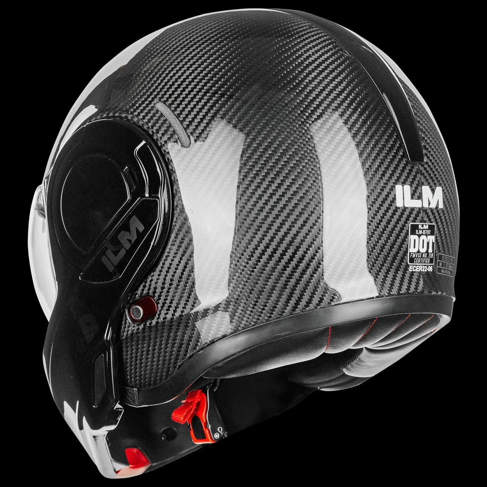 ILM Carbon Fiber Vintage Full Face Modular Motorcycle Helmet | Model B707C