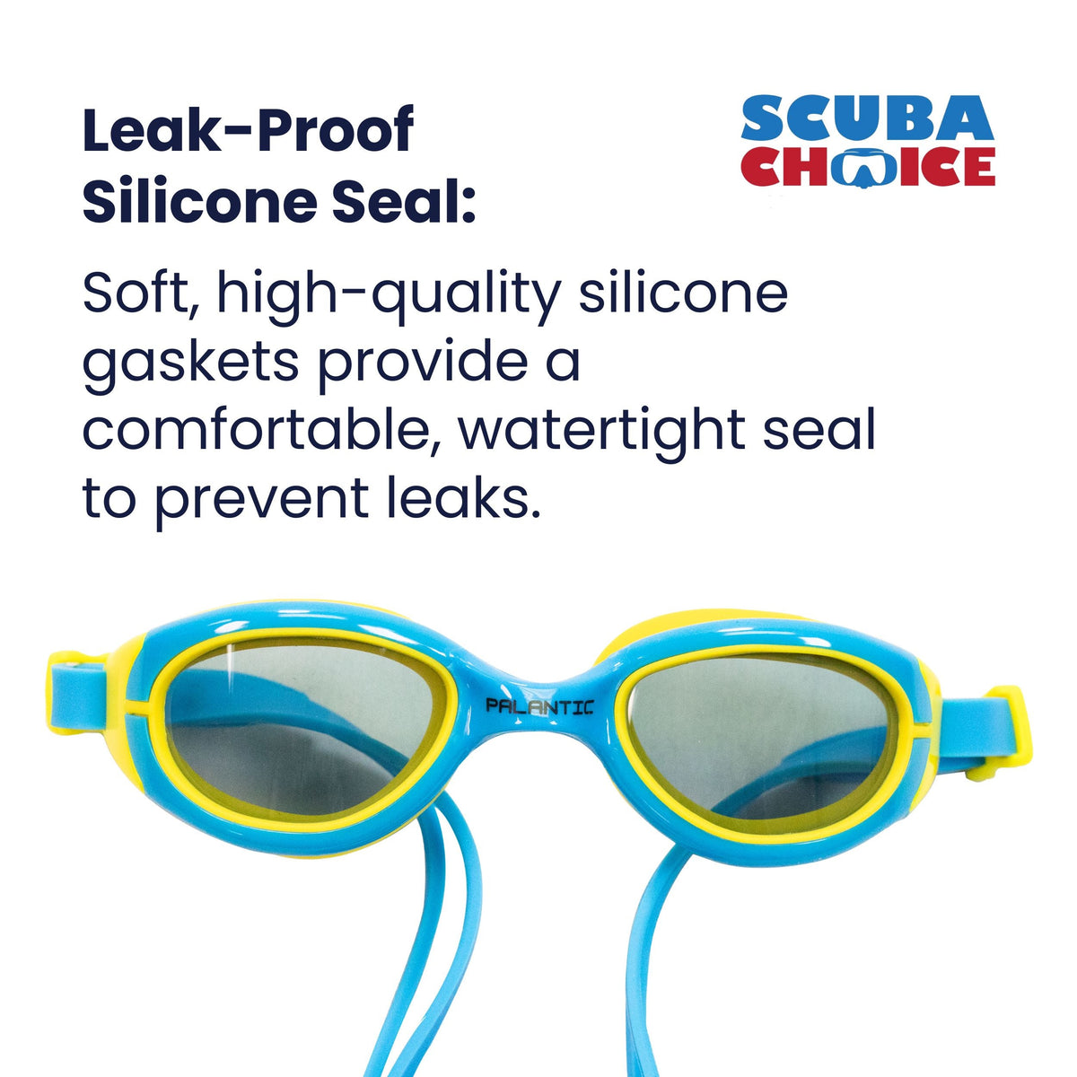 Palantic Jr. Silicone Swim Goggles w/ UV Tinted Lenses | Blue/Yellow
