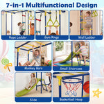 7-in-1 Indoor Jungle Gym for Toddlers with Slide & Rings