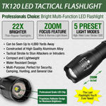 EcoGear FX TK120 LED Tactical Flashlight with Strobe | 2-Pack