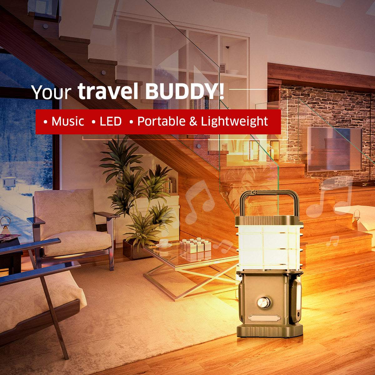 TRU De-LIGHT BUDDY Dimmable Lamp | Power Bank | Bluetooth Speaker | Independent Side Lamps All-In-One