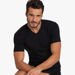 BASIC COTTON Free Spirit Premium Quality Brushed Cotton Men's V-Neck T-Shirt | Made in Italy
