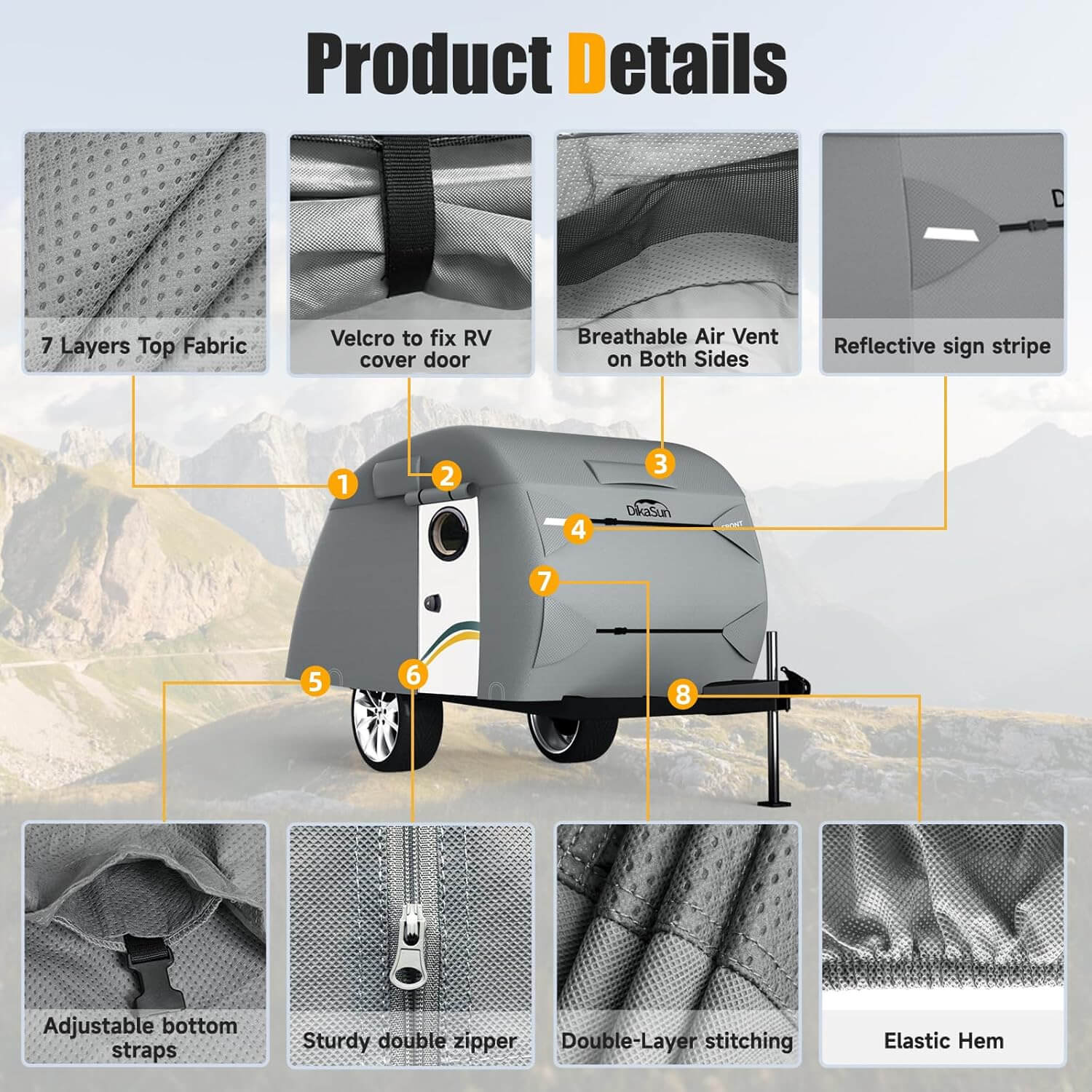 Teardrop Trailer Cover | 7 Layers Waterproof Camper Cover