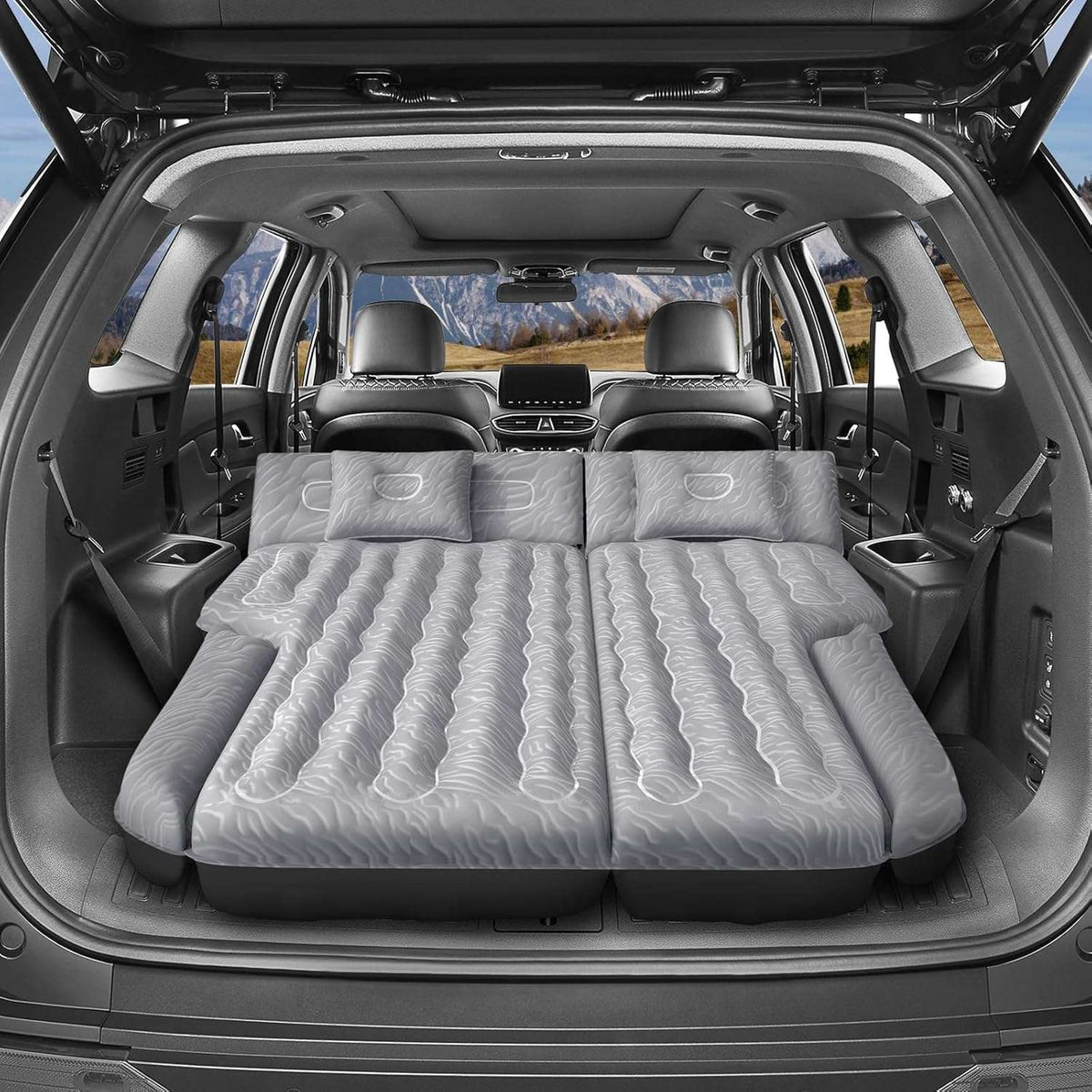 DikaSun 63” Extended SUV Mattress | Quick Inflate, Includes Pump & 2 Pillows | Grey