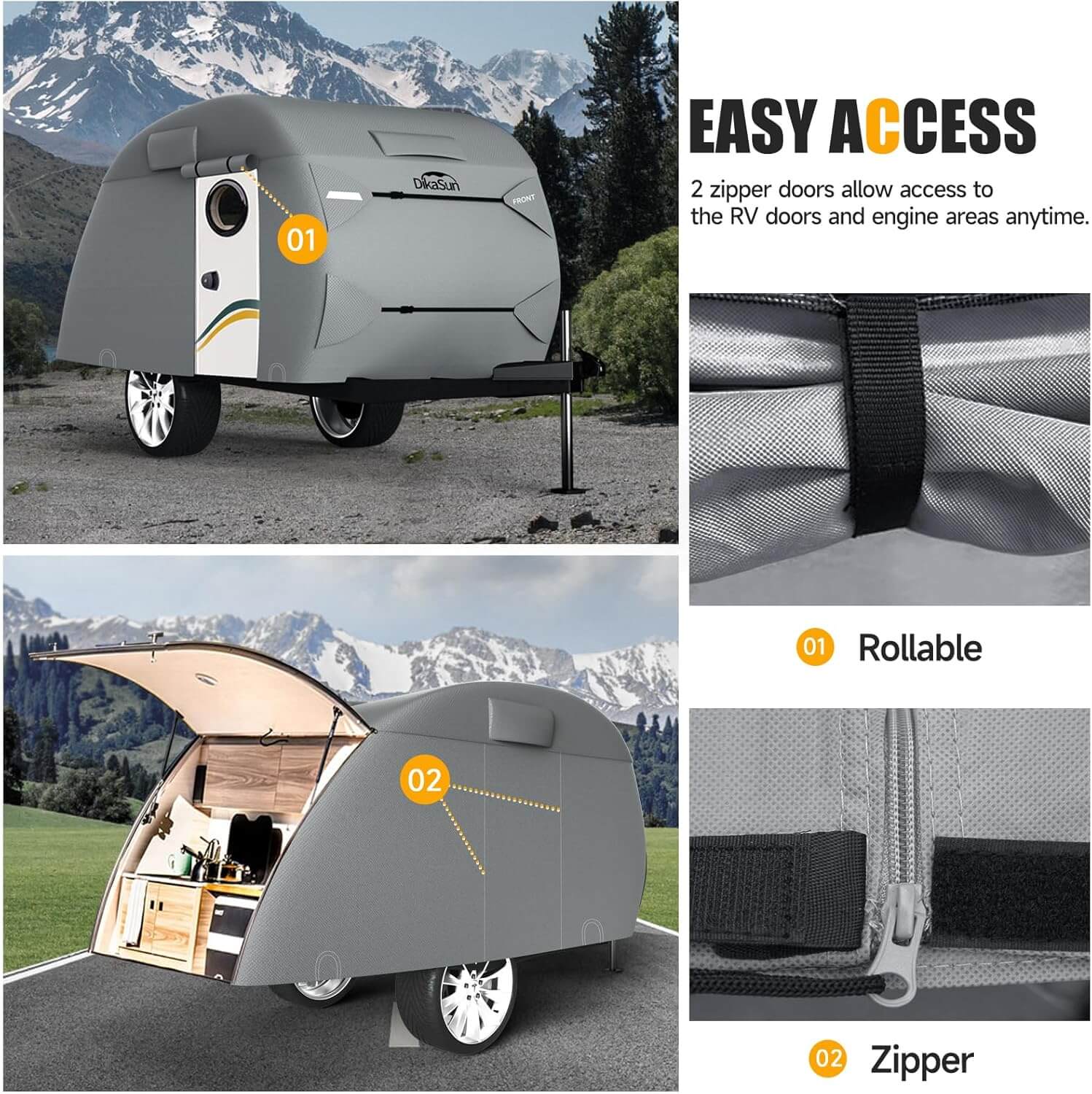 Teardrop Trailer Cover | 7 Layers Waterproof Camper Cover