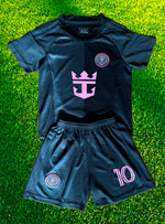 Lionel Messi Black Miami 2025 Kids Soccer Jersey Set | Football