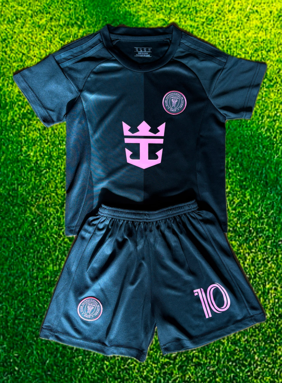 Lionel Messi Black Miami 2025 Kids Soccer Jersey Set | Football