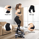 Mini Fitness Stepper with 2 Resistance Bands LCD Monitor | Max 330 LBS