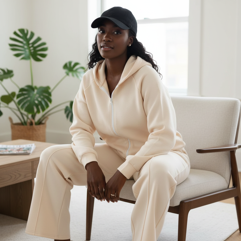 Drop Shoulder Zip-Up Jacket and Drawstring Pants Outfit Set