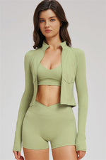 The Sizzle Zip Jacket Sports Bra Shorts | 3-Piece Set