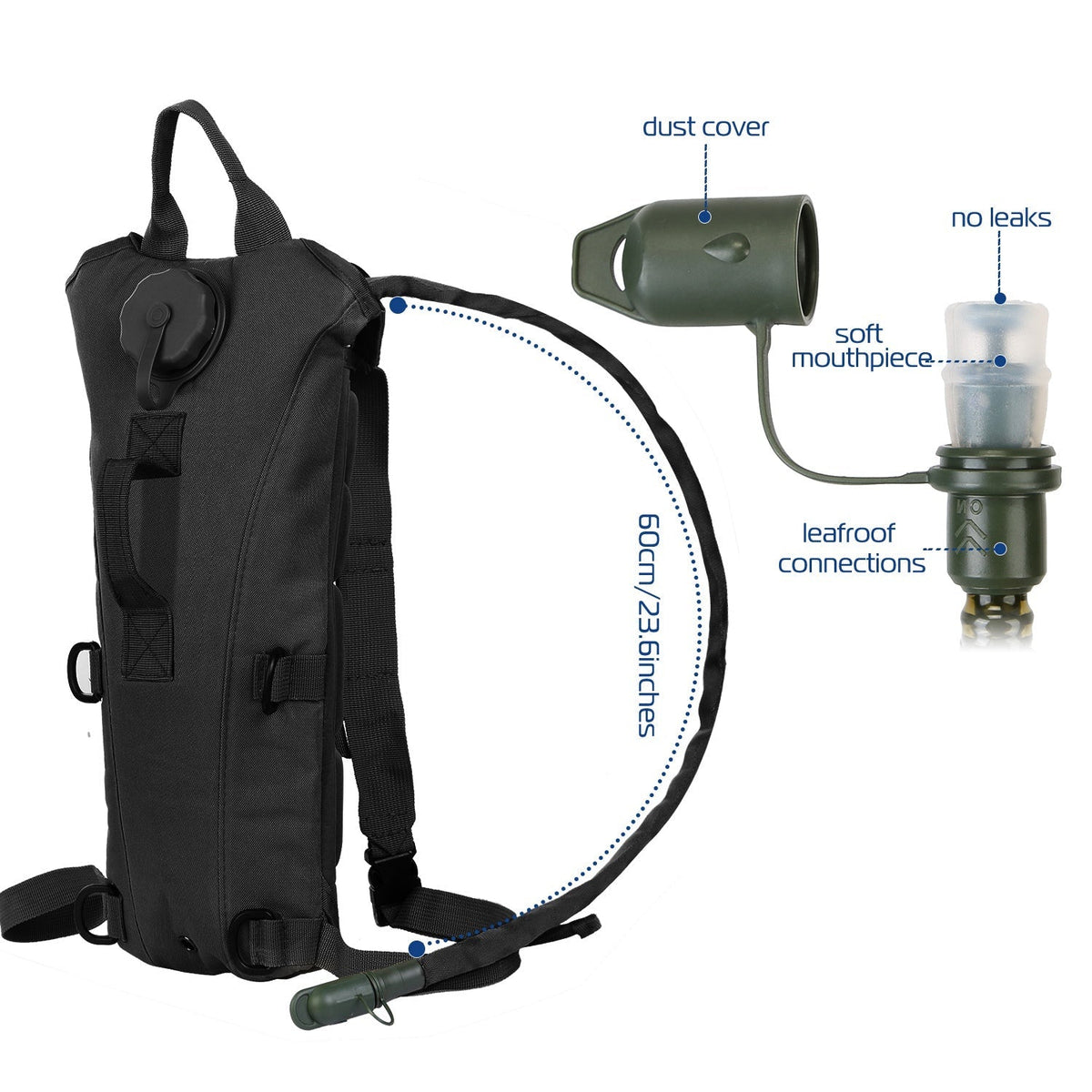 iMounTEK Tactical Hydration Pack 3L Water Bladder | Adjustable Water Drink Backpack