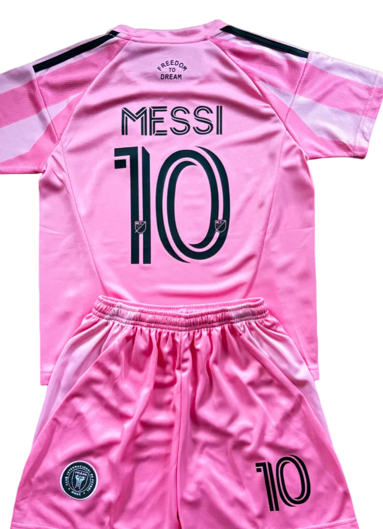 New Pink Lionel Messi Home Kids Soccer Jersey Pink (Set of 2) | Toddler & Youth