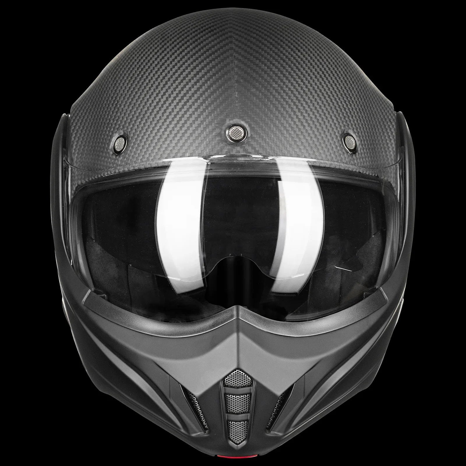 ILM Carbon Fiber Vintage Full Face Modular Motorcycle Helmet | Model B707C