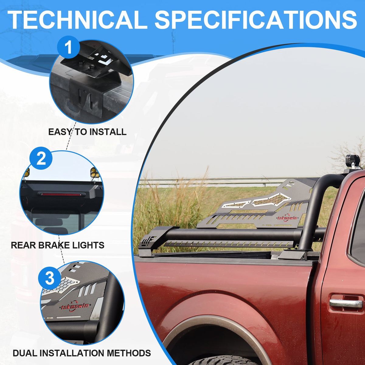 Universal Truck Bed Roll Bar | Steel Chase Rack Sport Bar