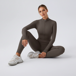 Active Basic Half Zip Mock Neck Jumpsuit