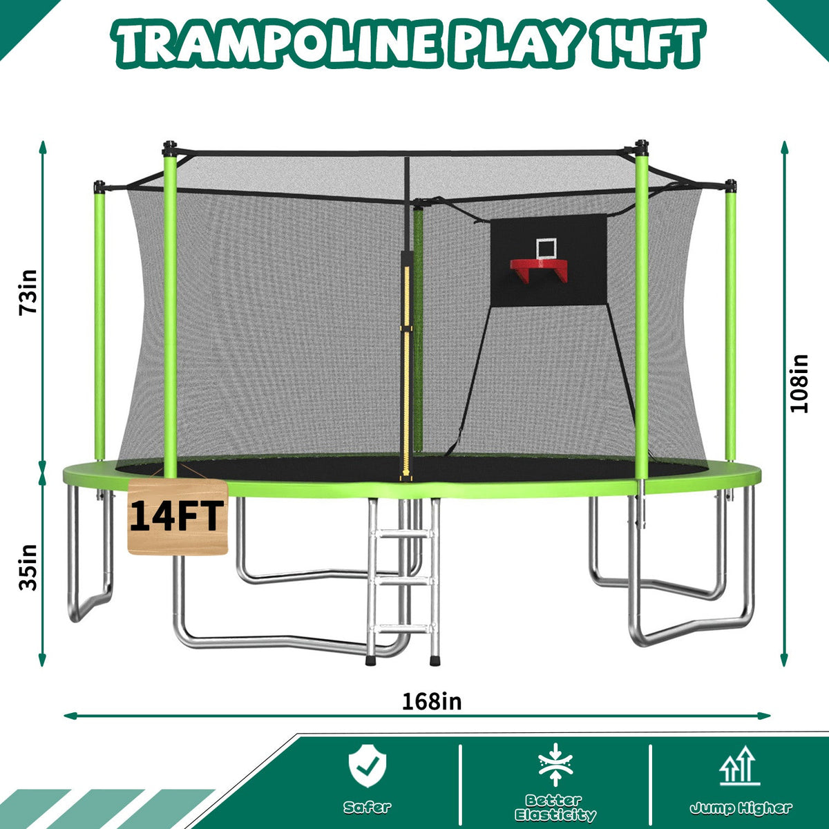 Kids Outdoor Trampoline 14' with Enclosure Net