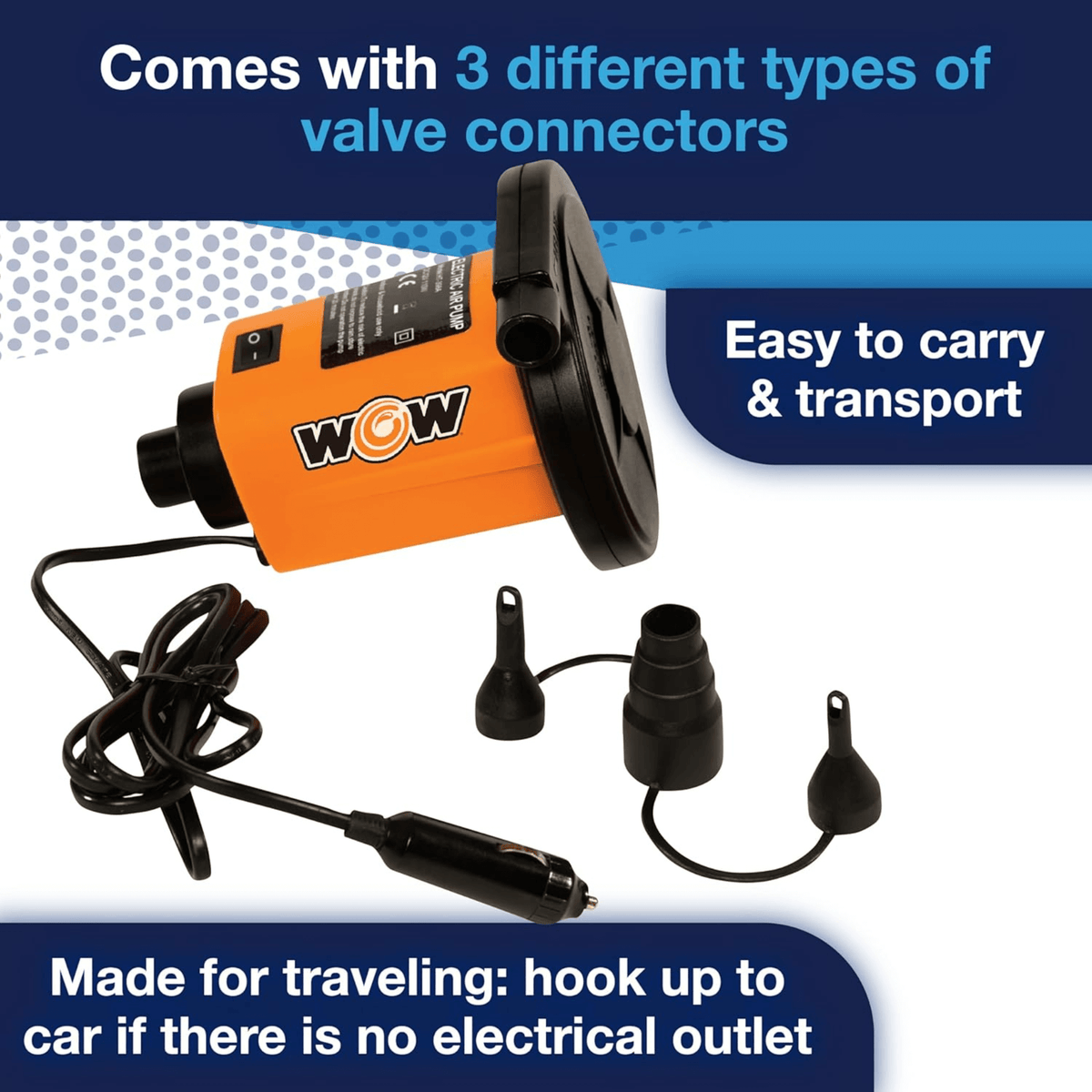WOW Watersports 12V DC Inflator Pump for Inflatables and Towables