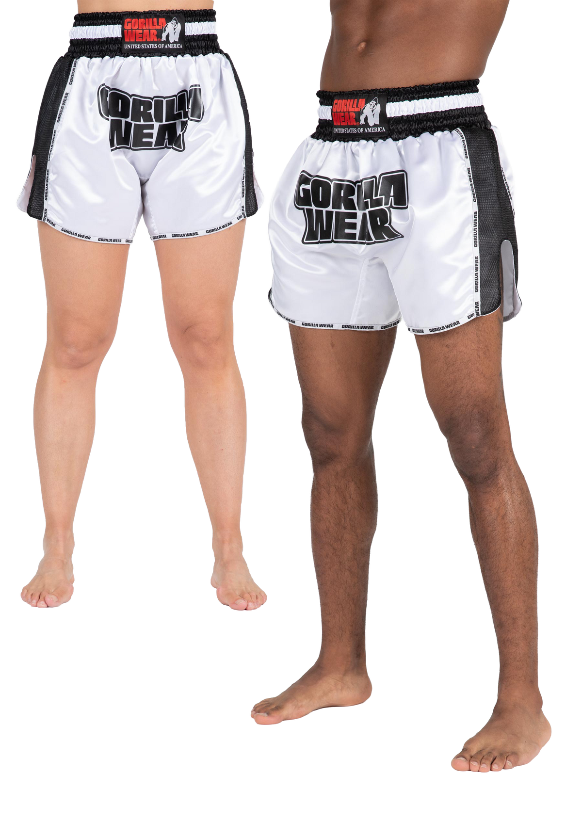 Piru Muay Thai Shorts | White/Black