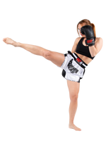 Piru Muay Thai Shorts | White/Black