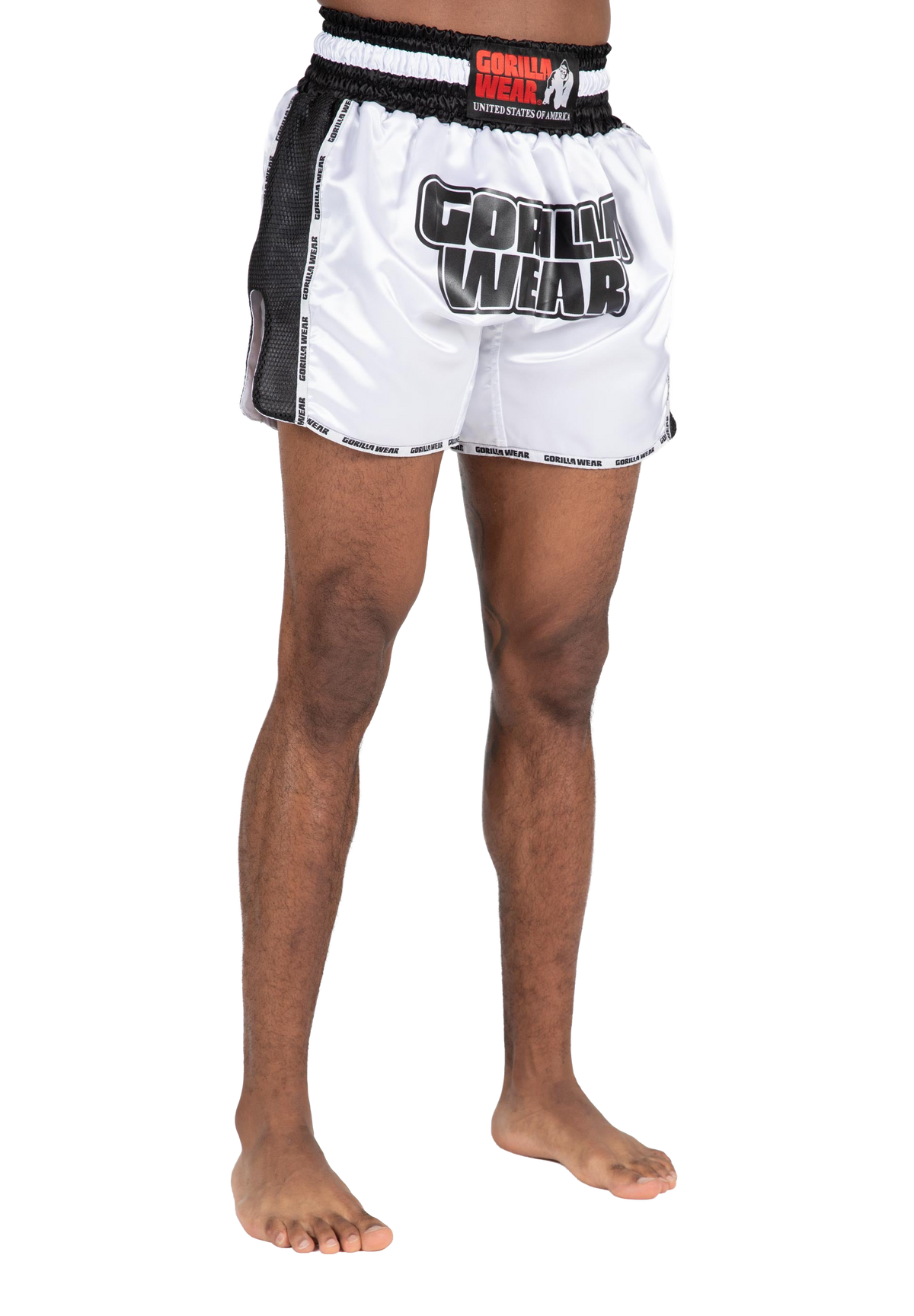 Piru Muay Thai Shorts | White/Black