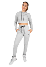 Pixley Crop Top Hoodie | Gray