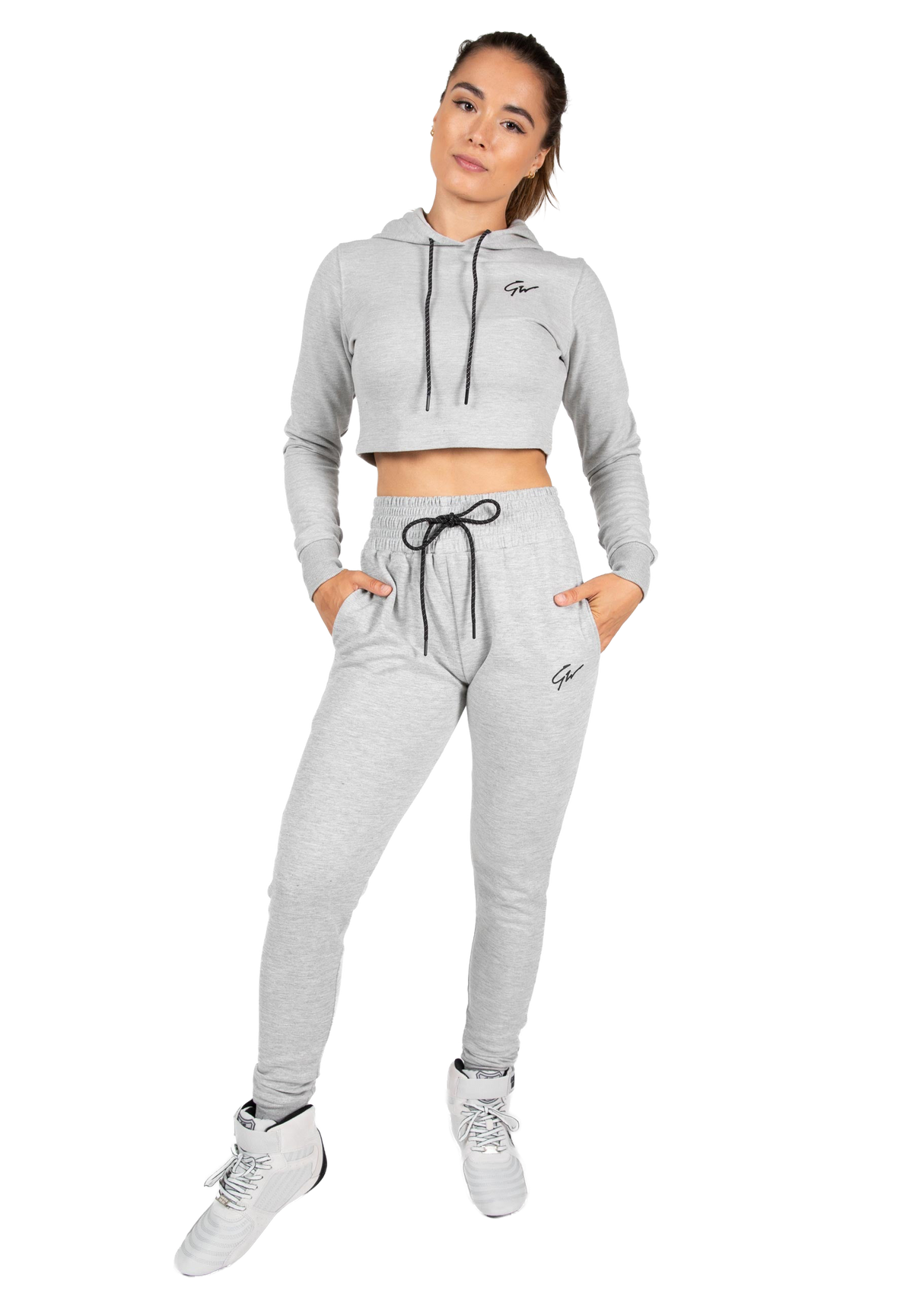 Pixley Crop Top Hoodie | Gray