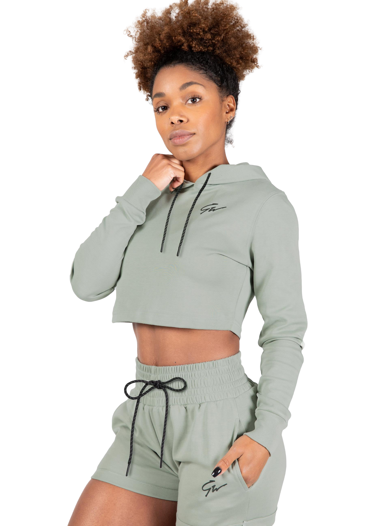 Pixley Crop Top Hoodie | Light Green