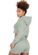Pixley Crop Top Hoodie | Light Green