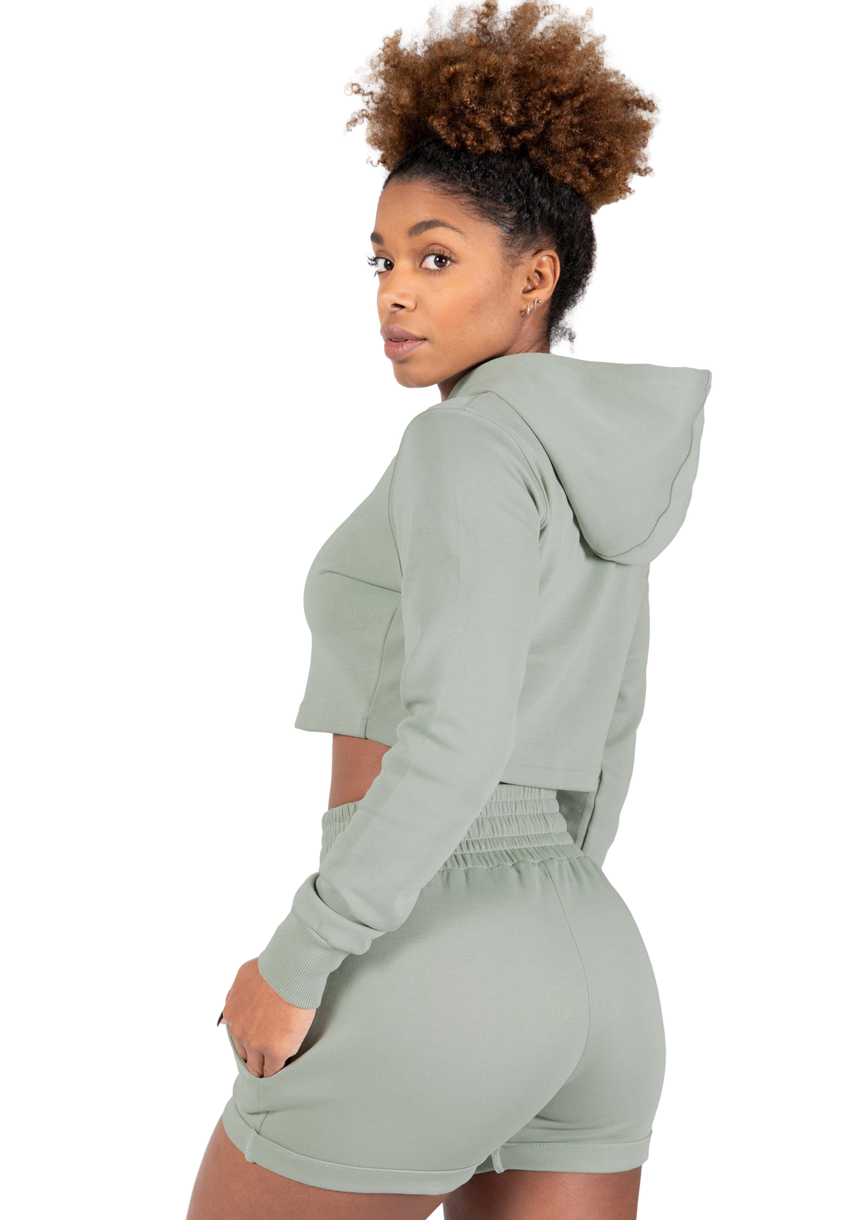 Pixley Crop Top Hoodie | Light Green
