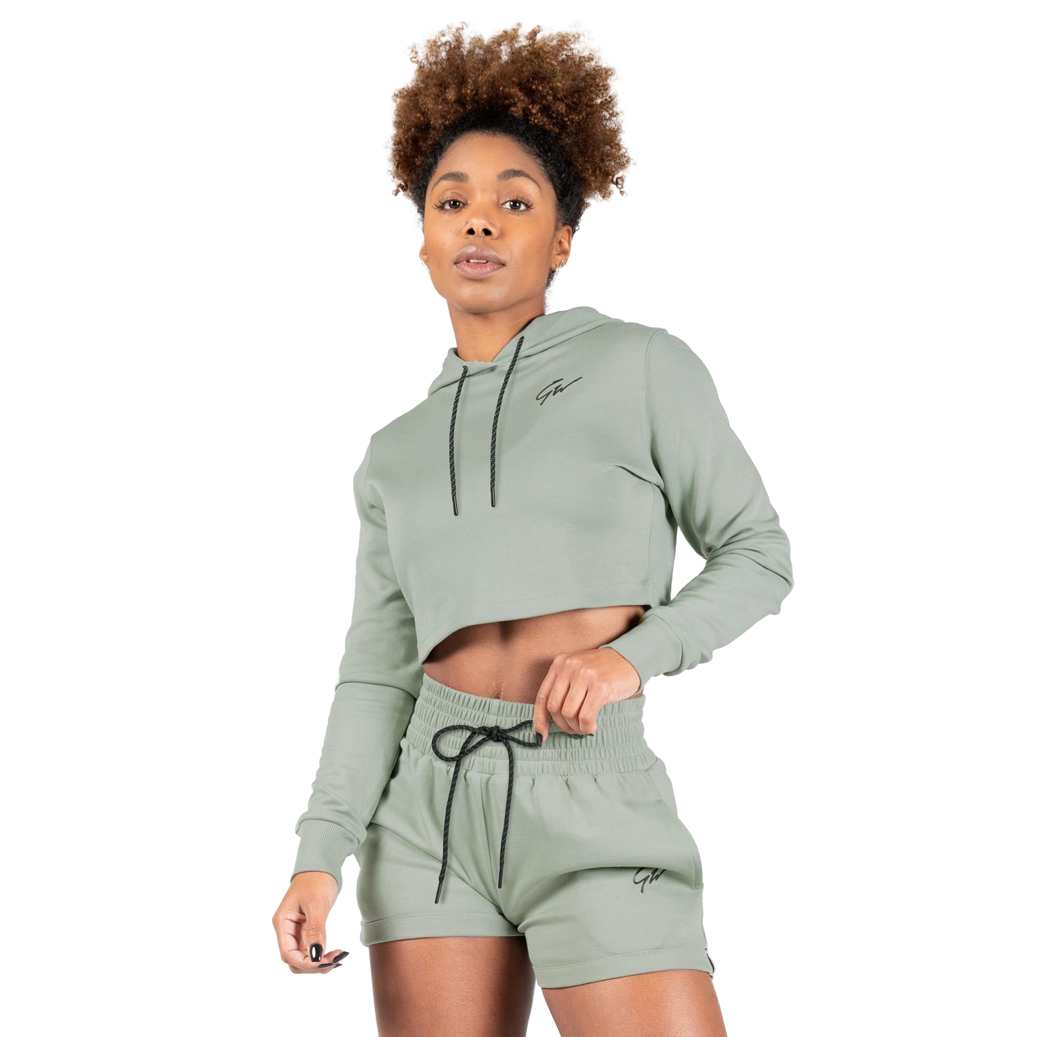 Pixley Crop Top Hoodie | Light Green