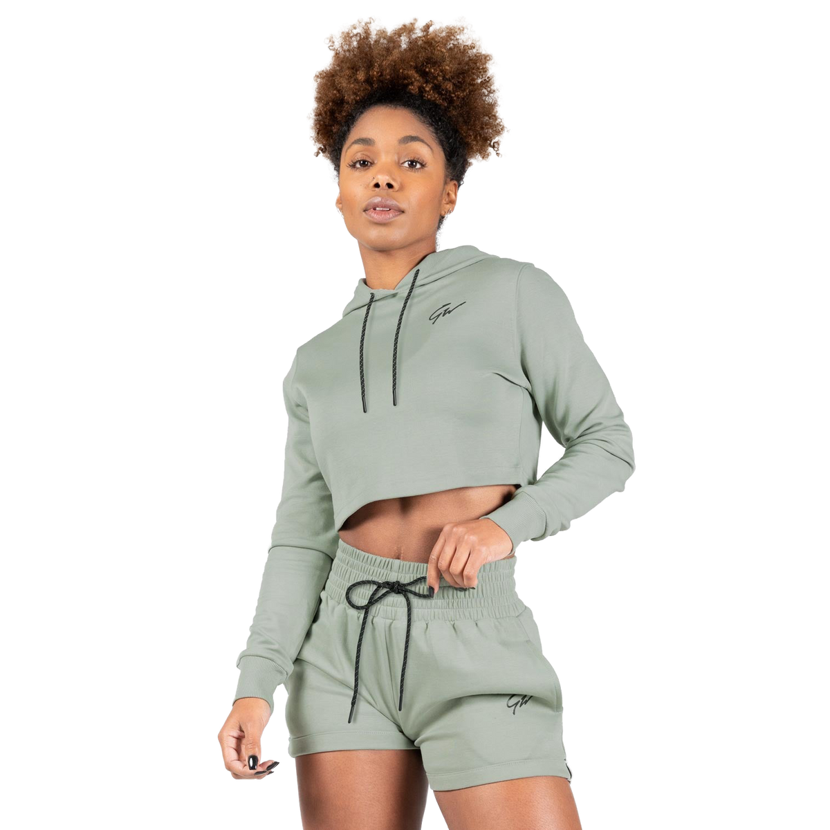 Pixley Crop Top Hoodie | Light Green
