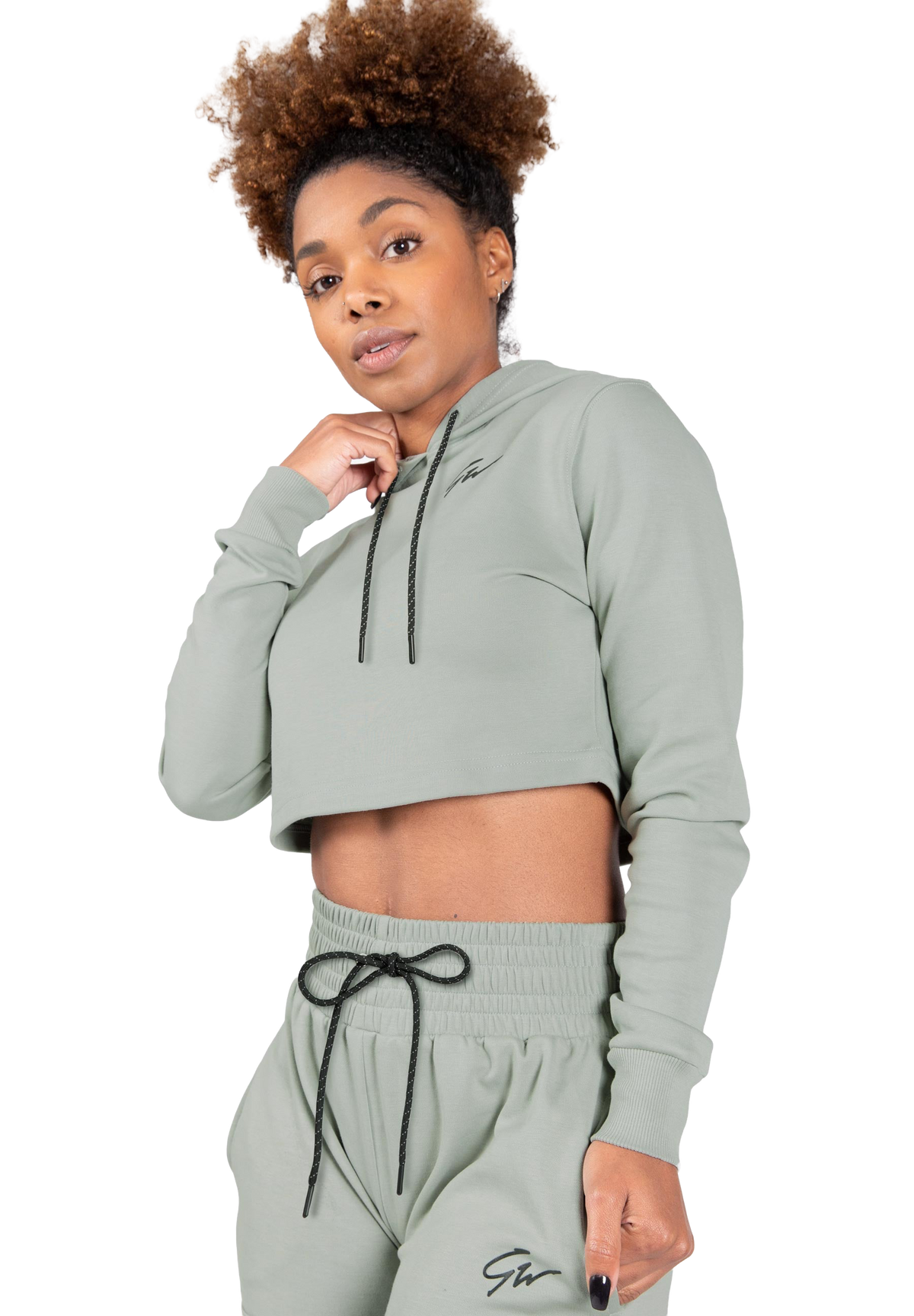 Pixley Crop Top Hoodie | Light Green