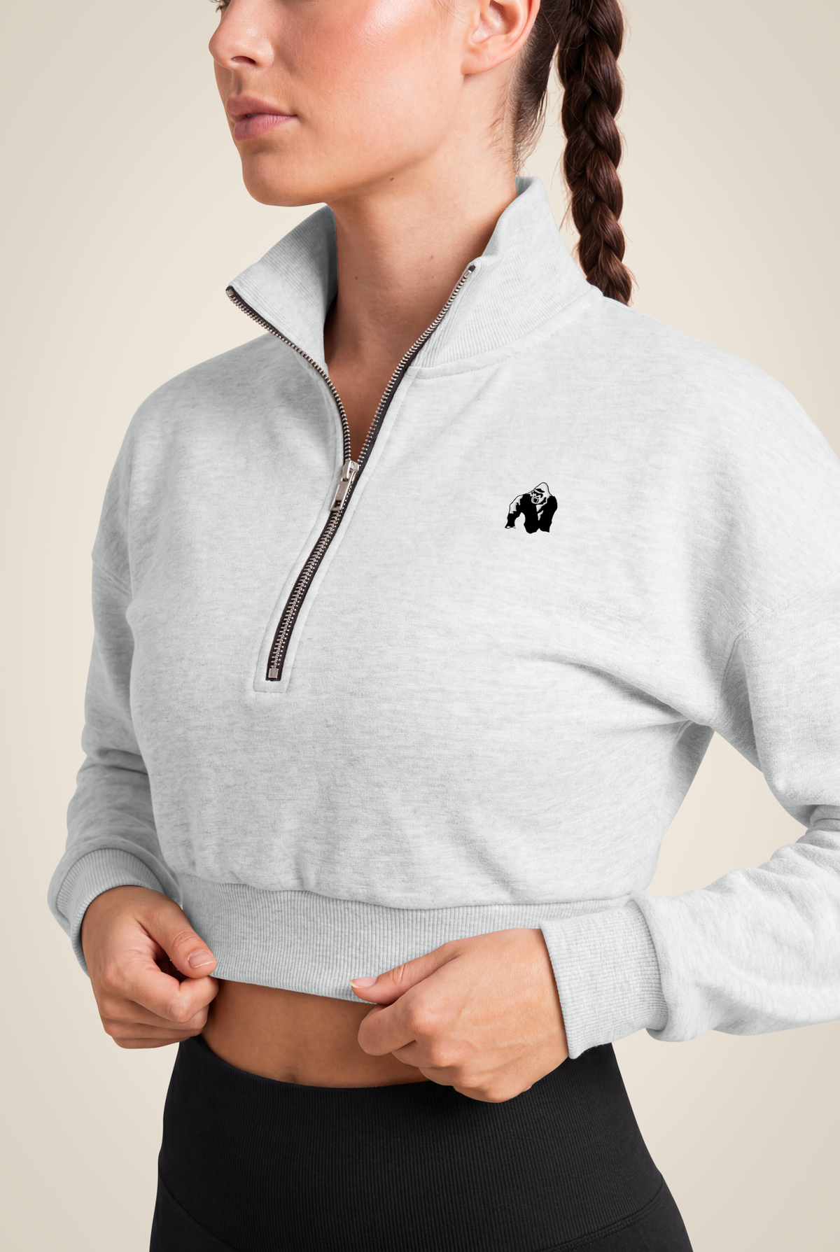 Ocala Cropped Half-Zip Sweatshirt | Gray