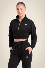 Ocala Cropped Half-Zip Sweatshirt | Black