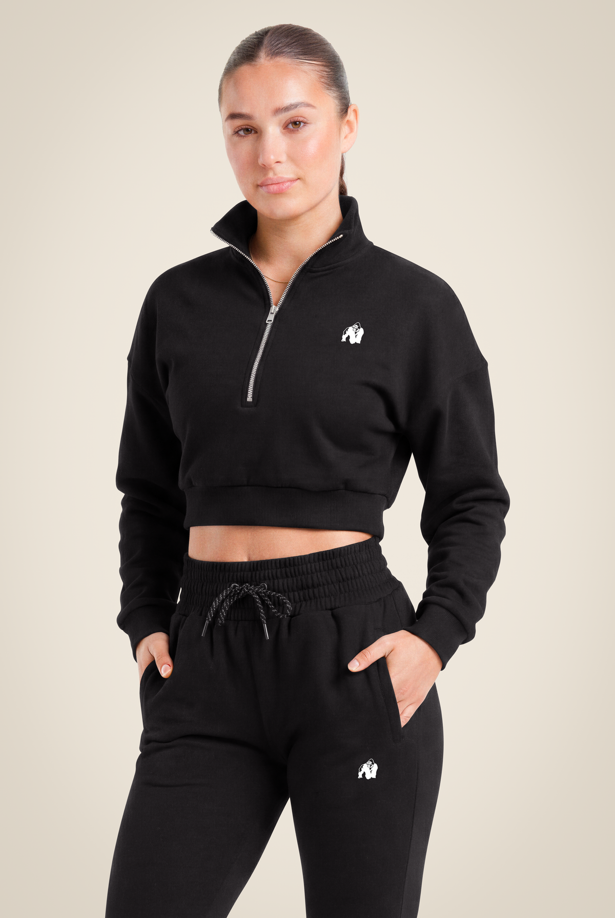 Ocala Cropped Half-Zip Sweatshirt | Black
