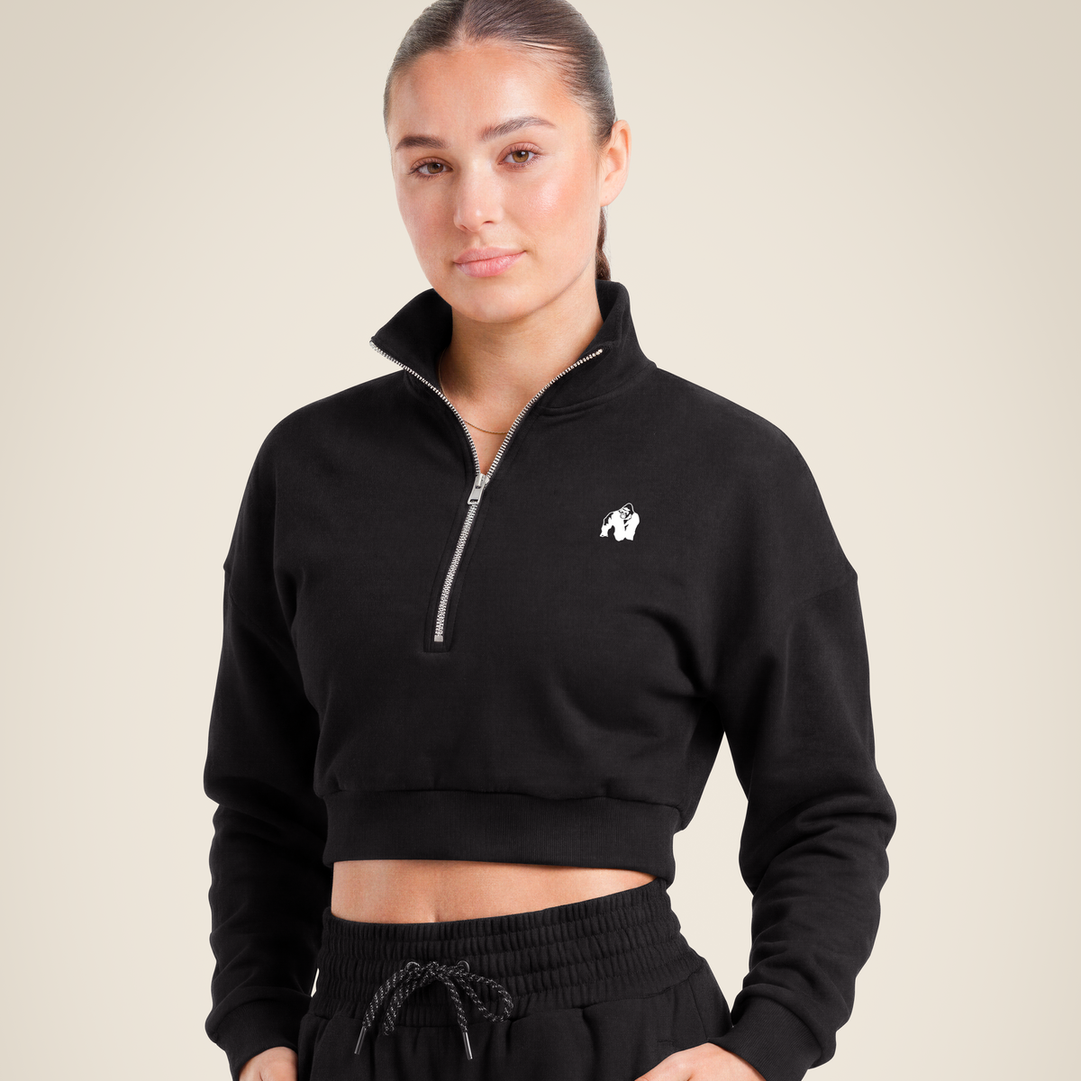 Ocala Cropped Half-Zip Sweatshirt | Black