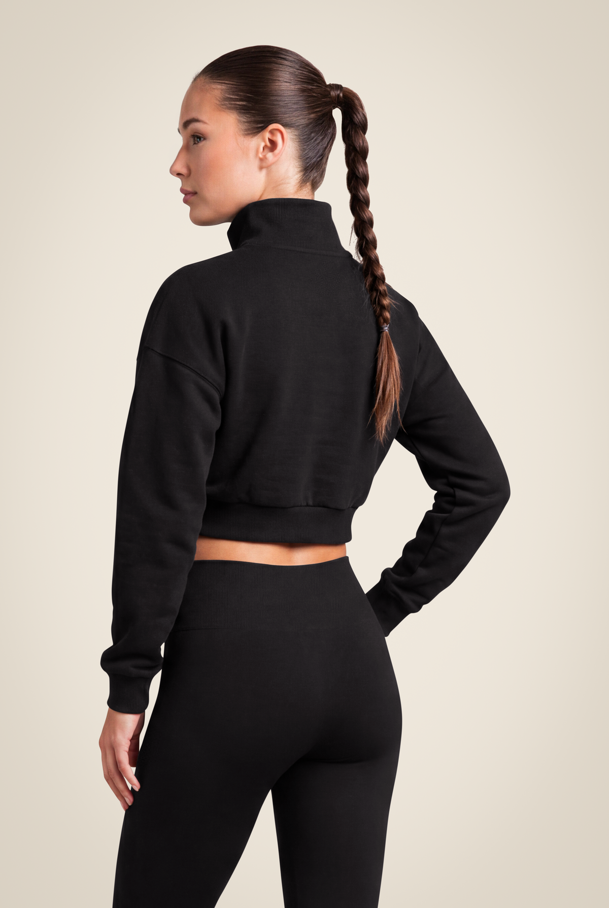 Ocala Cropped Half-Zip Sweatshirt | Black