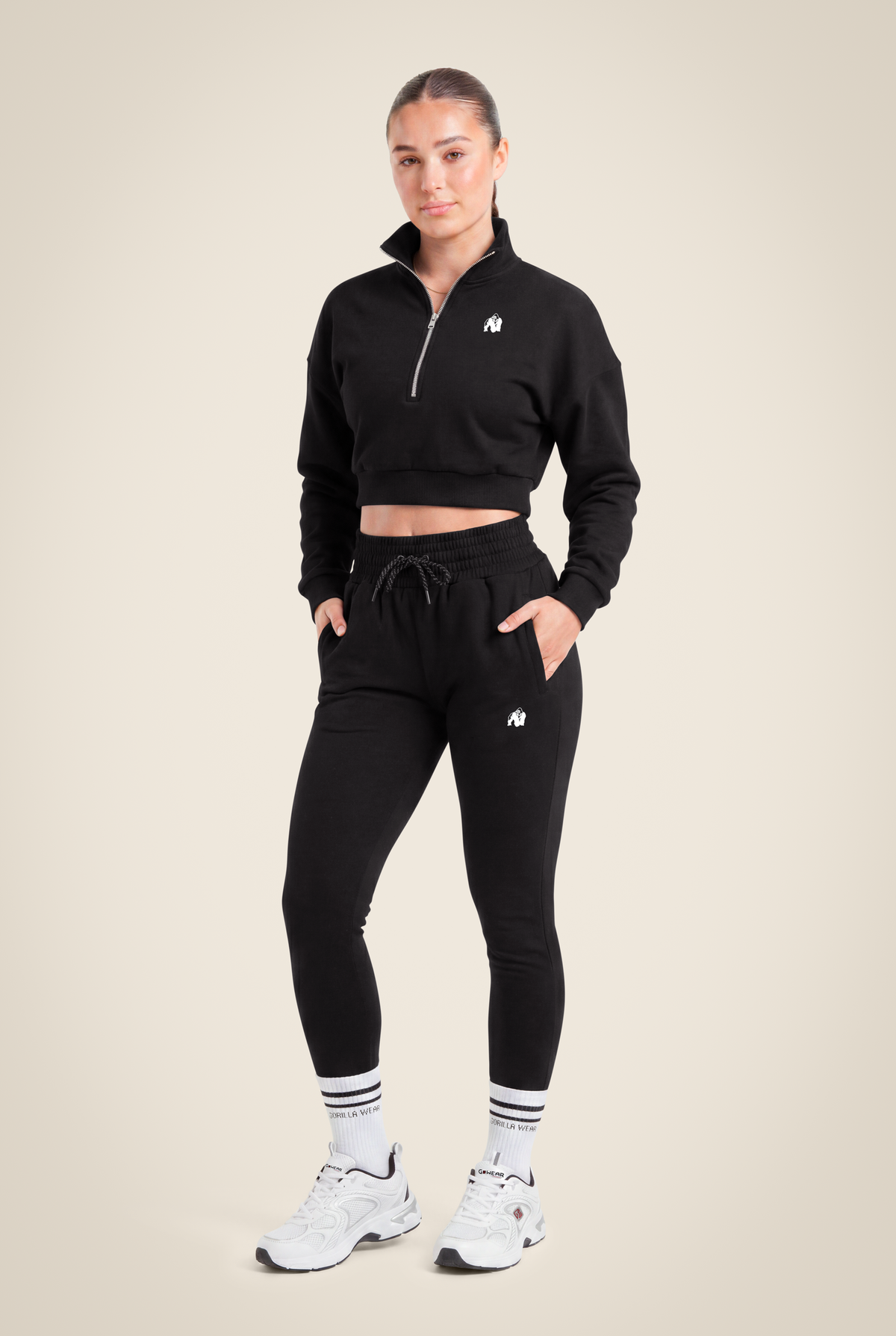 Ocala Cropped Half-Zip Sweatshirt | Black