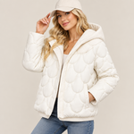 Quilted Hooded Puffer Jacket with Snap-Button and Zip Closure