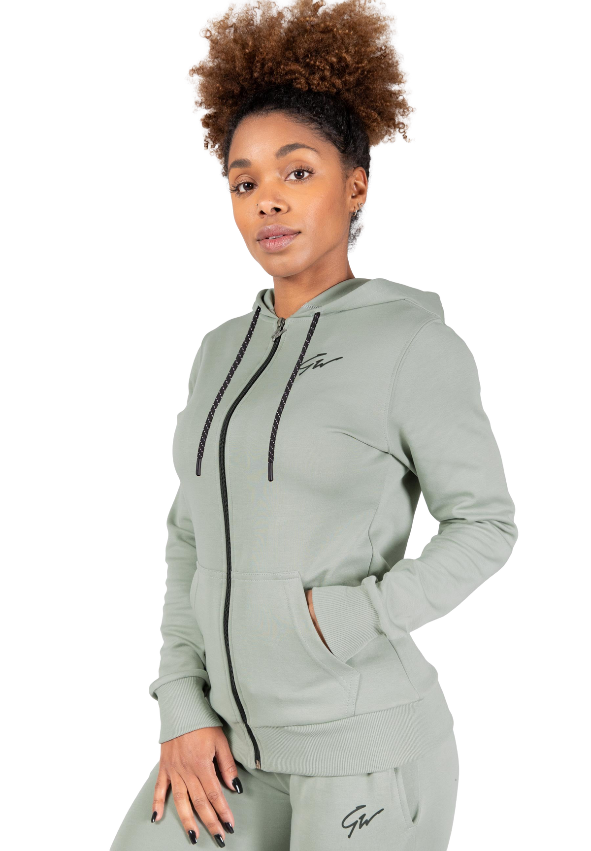 Pixley Zipped Hoodie | Light Green