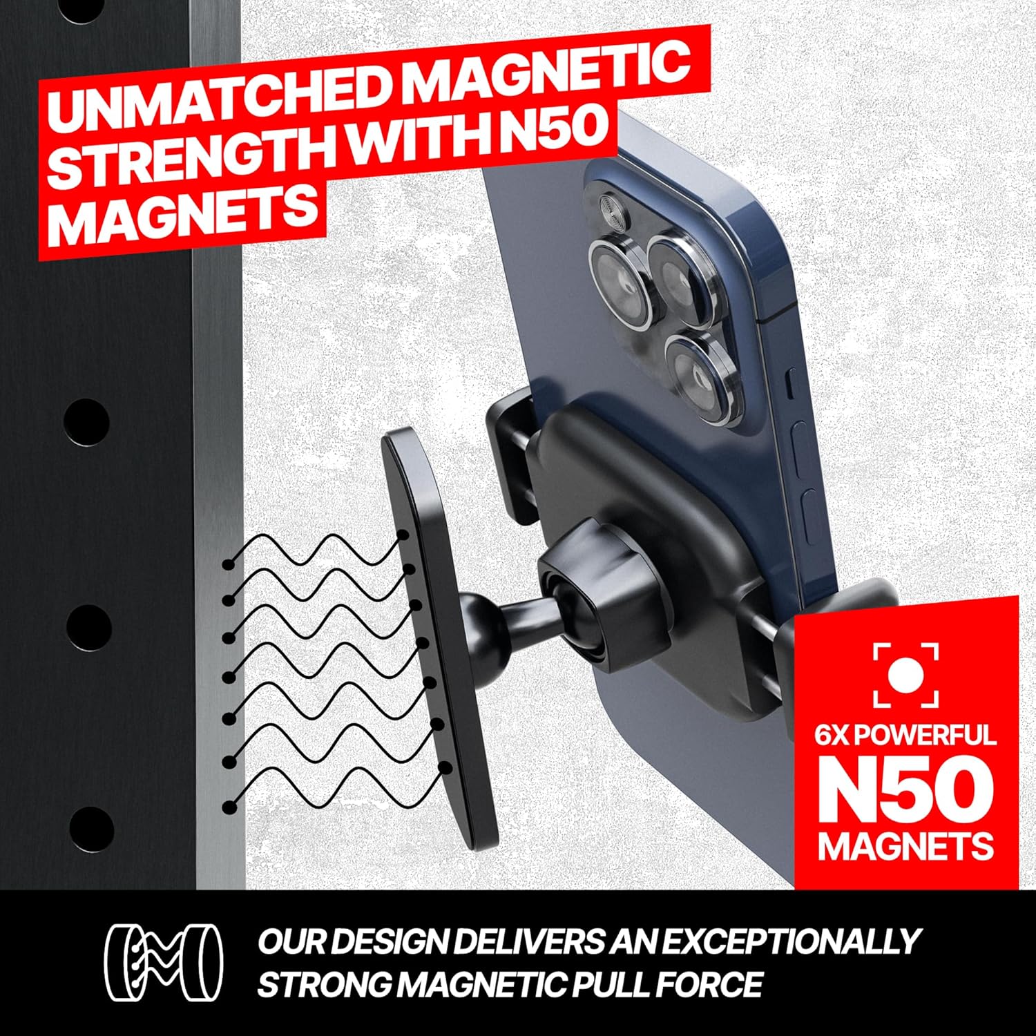 BLAUBECK Magnetic Gym Phone Holder | Secure Mount for Gym & Golf