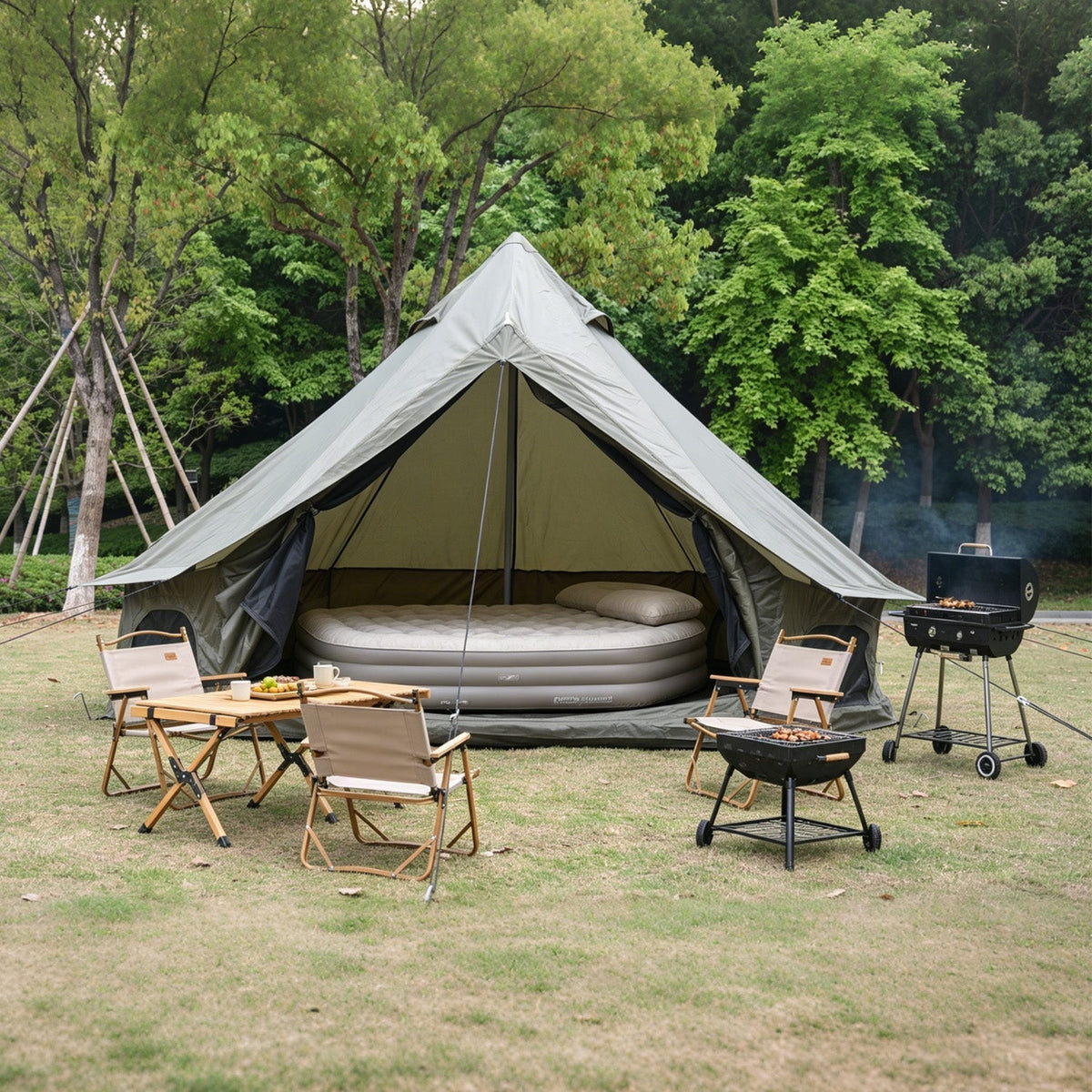 Oxford Bell Tent 9.8’/13.1’ with Stove Jack for Family Camping
